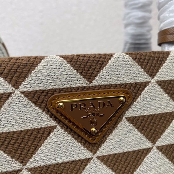 large Pra*a symbole jacquard fabric handbag