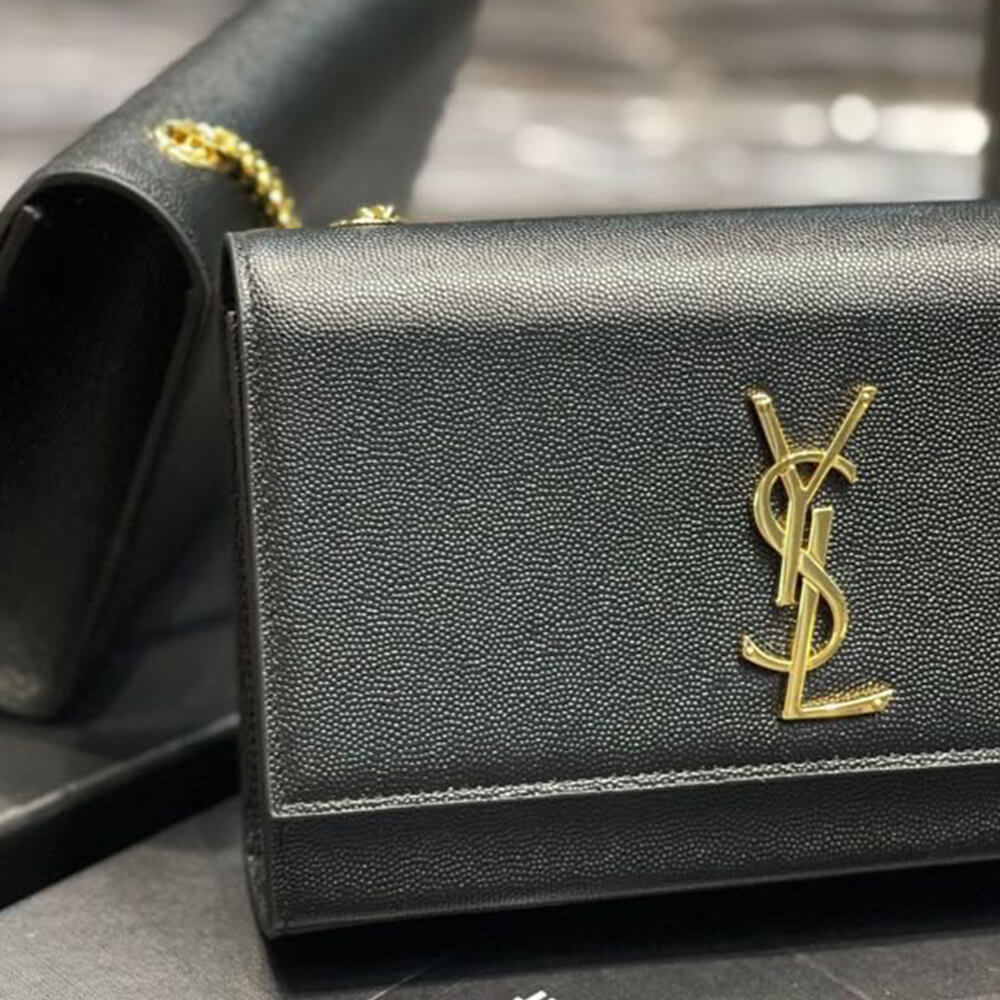 KATE MEDIUM CHAIN BAG IN GRAIN DE POUDRE EMBOSSED LEATHER